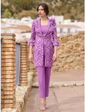 Sonia Pena Couture Fuchsia Three-Piece Duster Suit