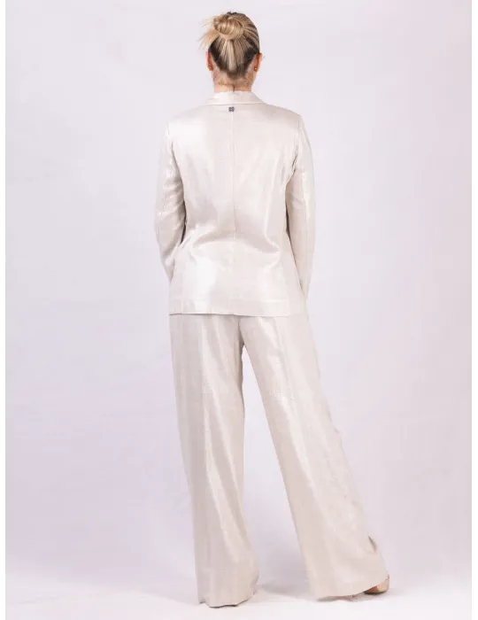 Zanetti Platinum Silk linen blazer jacket and trousers suit