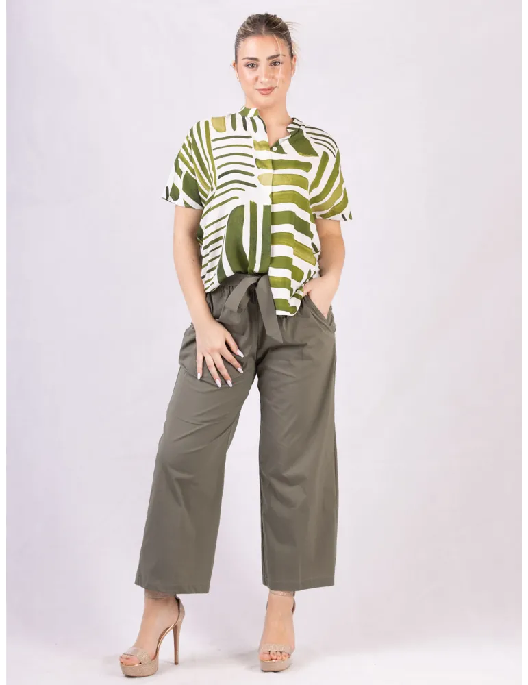 Camicia etnica bianco e verde | Zanetti Primavera Estate 2025