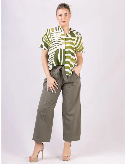 Zanetti Italy | White and green natural silk summer shirt