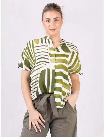 Zanetti White and green silk shirt 2