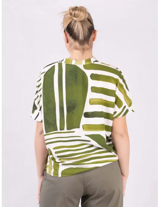 Camicia etnica bianco e verde | Zanetti Primavera Estate 2025