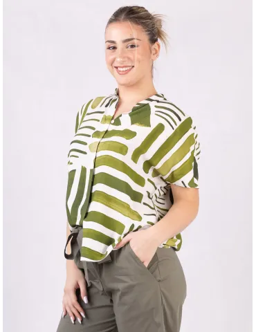 Zanetti White and green silk shirt