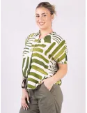 Zanetti Italy | White and green natural silk summer shirt