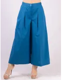 Gonna pantalone largo alla caviglia cotone e seta blu petrolio Zanetti