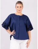 Zanetti Italy Blue cotton oversize shirt short sleeves