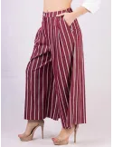Gonna pantalone largo alla caviglia cotone e seta righe bordò Zanetti