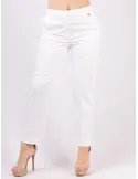 Pantaloni bianchi a sigaretta in rasatello di cotone by Zanetti