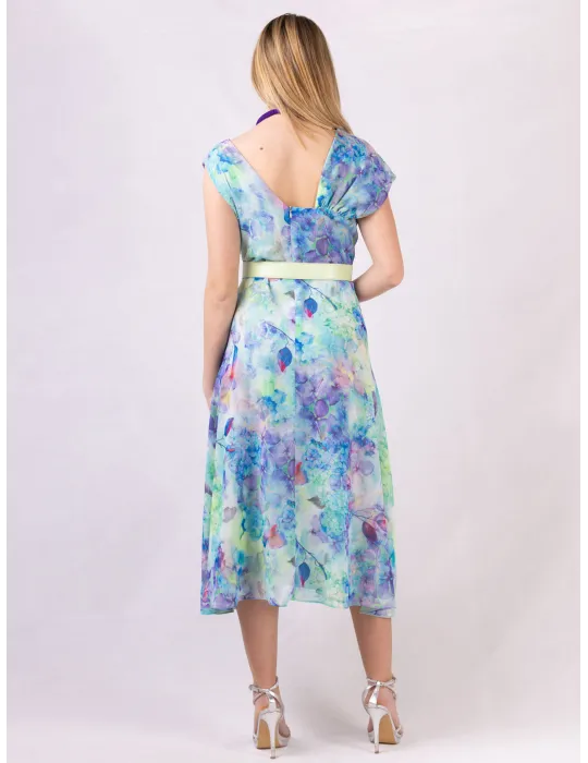 Casting P/E 2025 | Abito midi elegante floreale lilla e verde