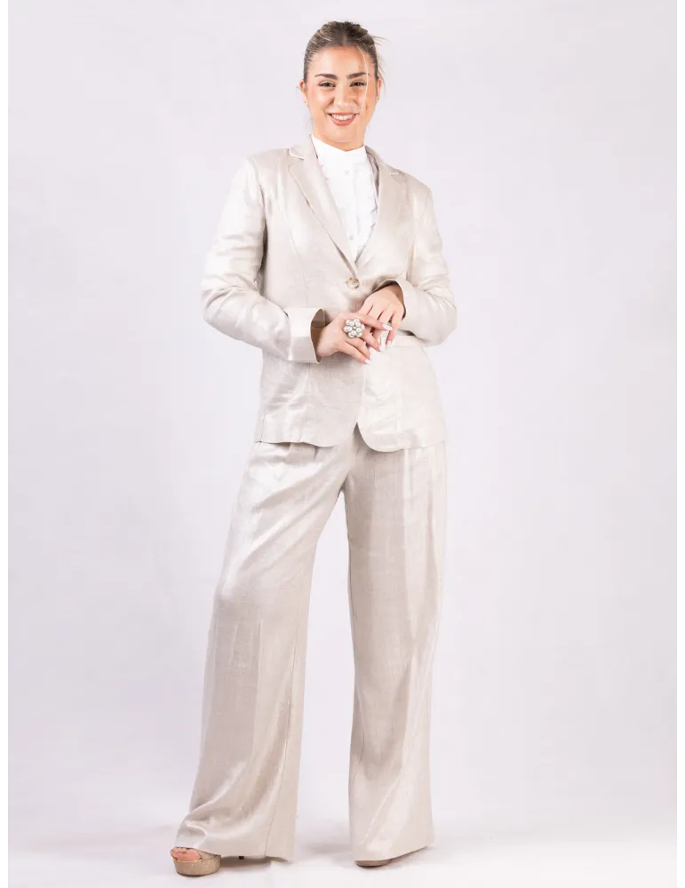 Zanetti Platinum Silk linen blazer jacket and trousers suit