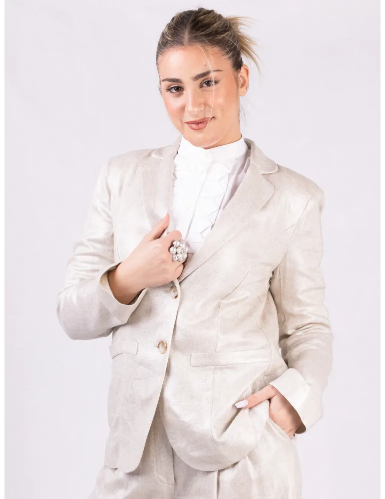 Zanetti Platinum Silk linen blazer jacket and trousers suit
