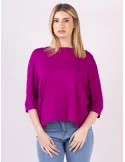 Maglia kimono fucsia oversize con maniche tre quarti | Rubamori