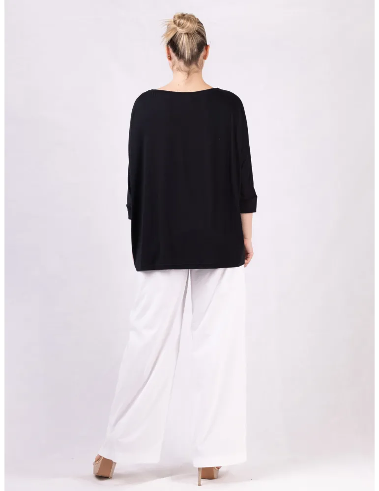 Rubamori plain black kimono blouse three quarter sleeves