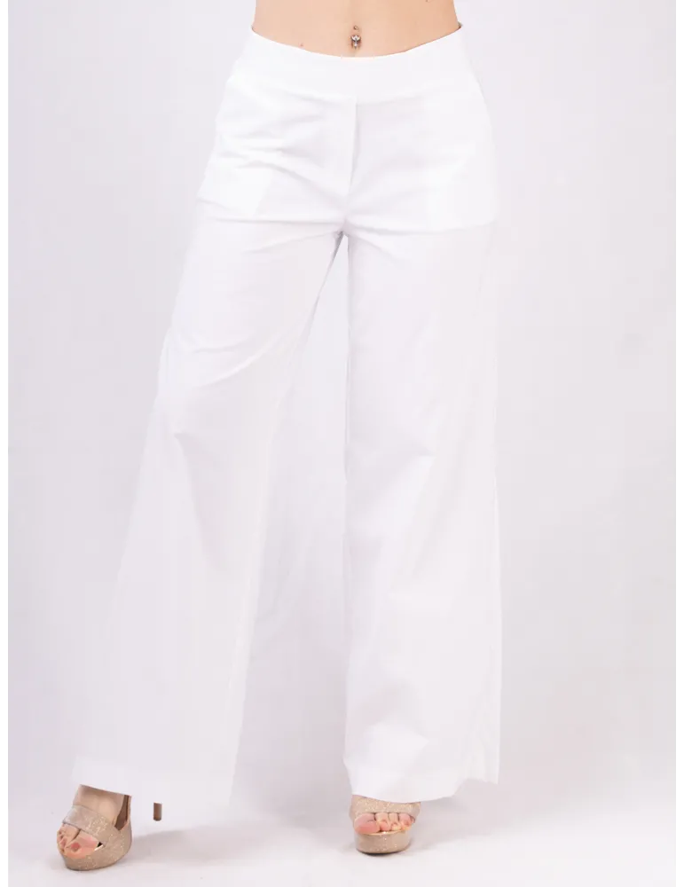 Rubamori Italy white cotton palazzo wide trousers with pockets Rubamori Italy white cotton palazzo wide trousers with pockets