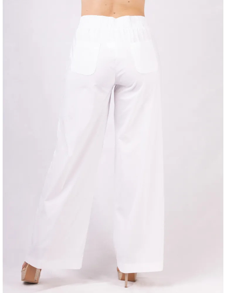 Rubamori Abbigliamento donna | Pantaloni larghi palazzo cotone bianco