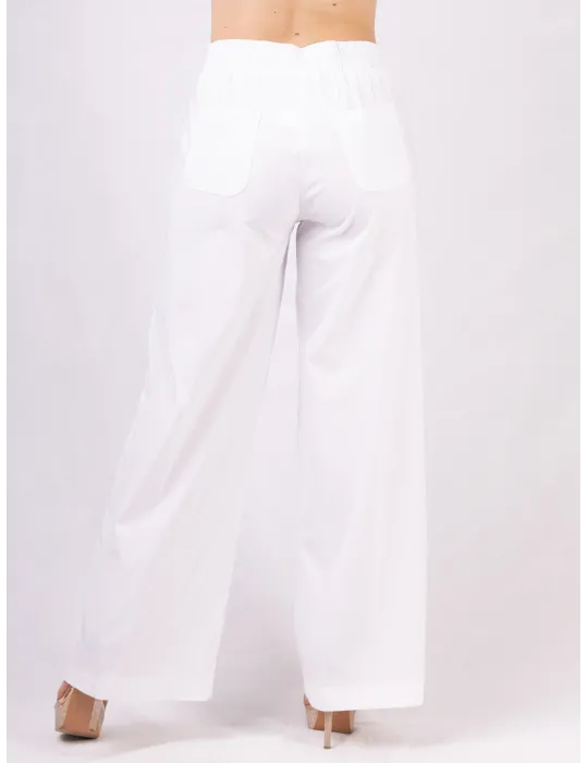 Rubamori Abbigliamento donna | Pantaloni larghi palazzo cotone bianco