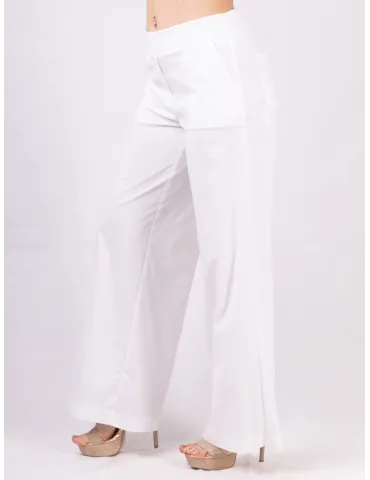 Rubamori Italy white cotton palazzo trousers with pockets 2