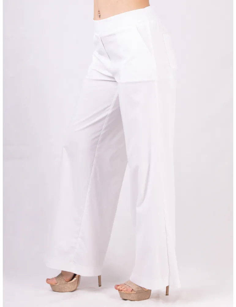 Rubamori Italy white cotton palazzo trousers with pockets