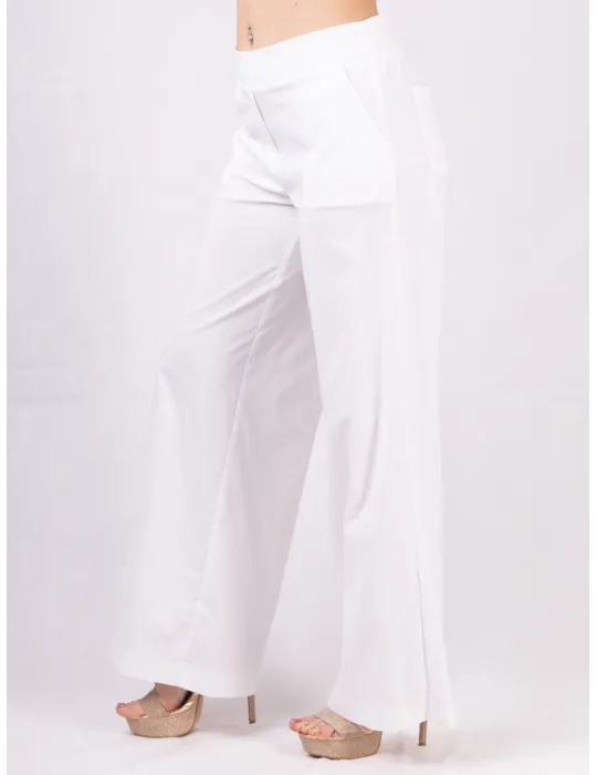 Rubamori Abbigliamento donna | Pantaloni larghi palazzo cotone bianco