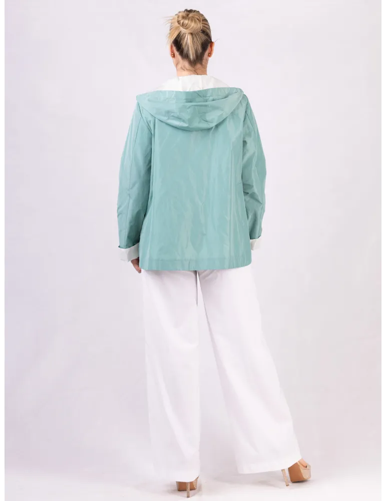 Rubamori Milano green waterproof raincoat hooded jacket