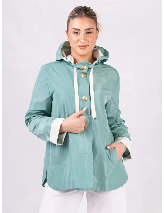 Rubamori Milano | Plus size green waterproof raincoat hooded jacket Rubamori Milano | Plus size green waterproof raincoat hooded jacket