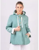 Rubamori Milano | Plus size green waterproof raincoat hooded jacket