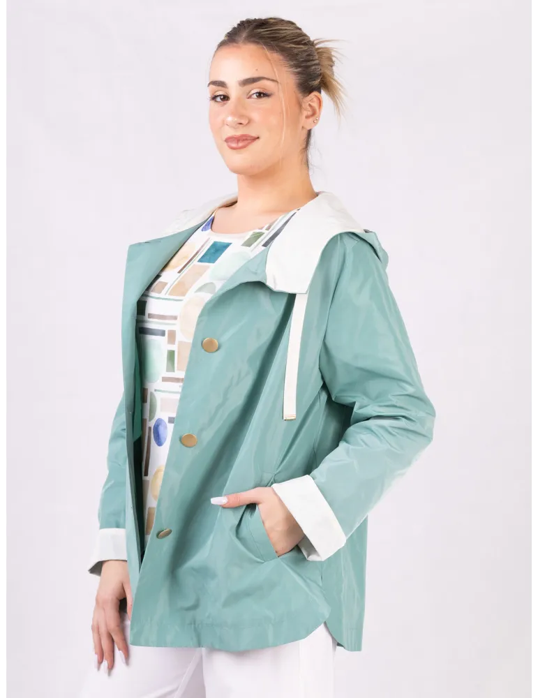 Rubamori Milano green waterproof raincoat hooded jacket