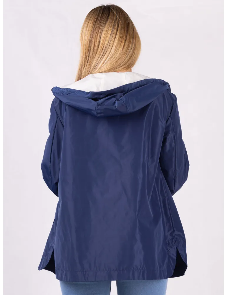 Rubamori Milano blue waterproof raincoat hooded jacket