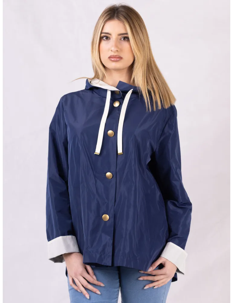 Rubamori Milano blue waterproof raincoat hooded jacket Rubamori Milano blue waterproof raincoat hooded jacket