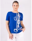 Rubamori Royal blue t-shirt with beige embroidery