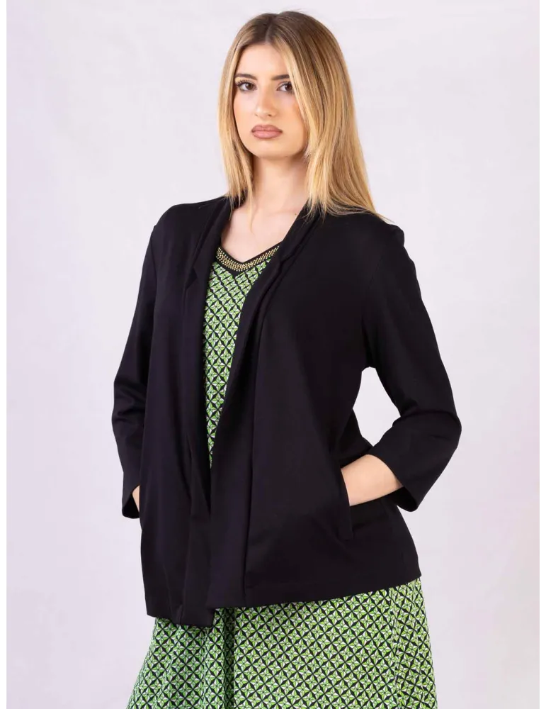 Giacca nera destrutturata in jersey di viscosa | Rubamori 2025 Giacca nera destrutturata in jersey di viscosa | Rubamori 2025