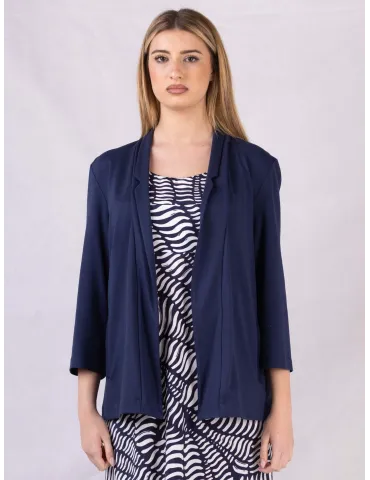 Rubamori Italy Plain blue long open jacket with pockets