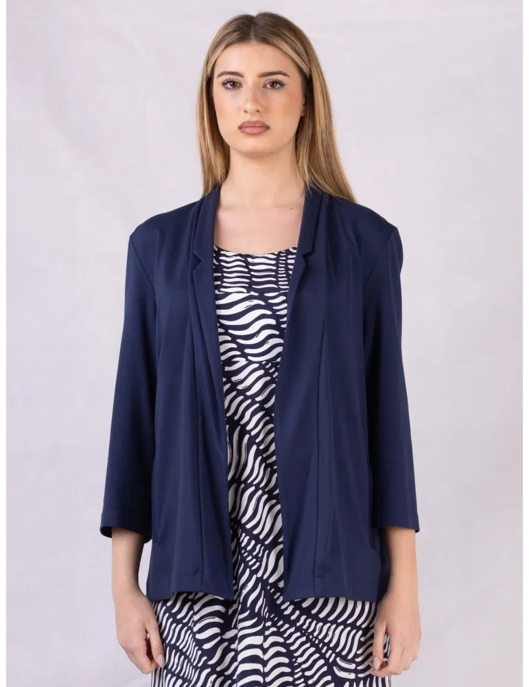 Rubamori Italy Plain blue long open jacket with pockets Rubamori Italy Plain blue long open jacket with pockets