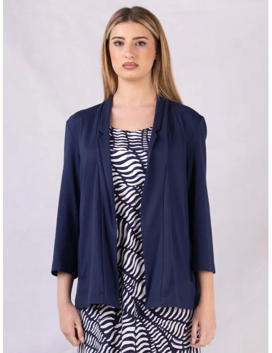 Rubamori Italy Plain blue long open jacket with pockets Rubamori Italy Plain blue long open jacket with pockets