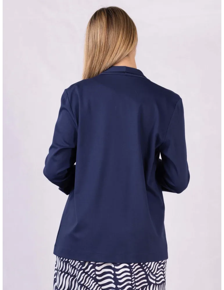 Rubamori Italy Plain blue long open jacket with pockets