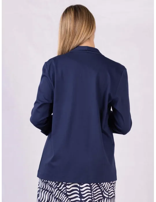 Rubamori Italy Plain blue long open jacket with pockets