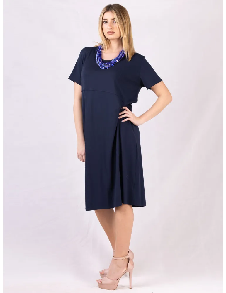 Rubamori Milano Plus size dark blue short sleeves dress