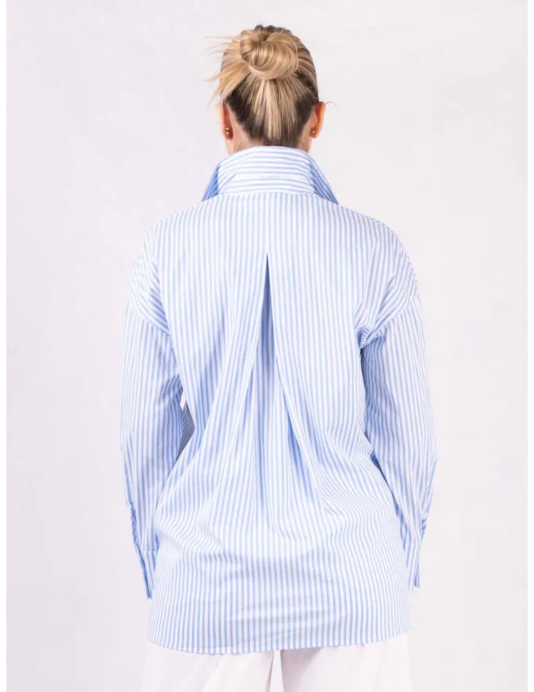 Camicia oversize a righe bianco e celeste Rubamori