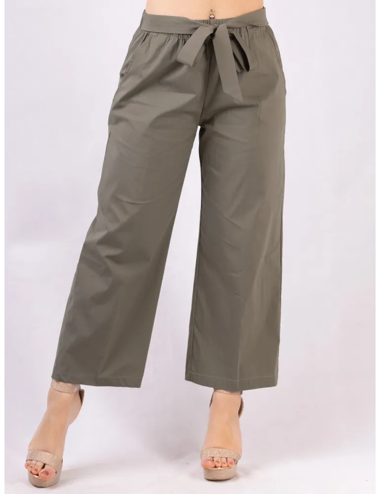 Rubamori Milano military green cotton palazzo trousers