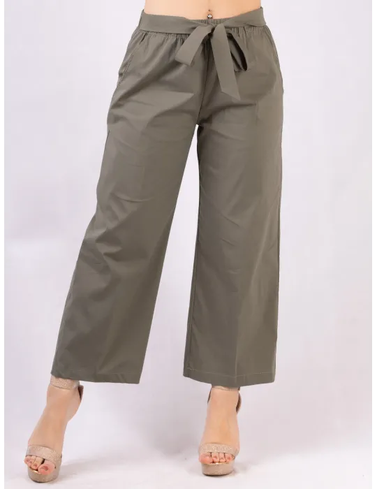 Pantaloni palazzo in cotone verde militare fino alla tg 54 Rubamori Pantaloni palazzo in cotone verde militare fino alla tg 54 Rubamori