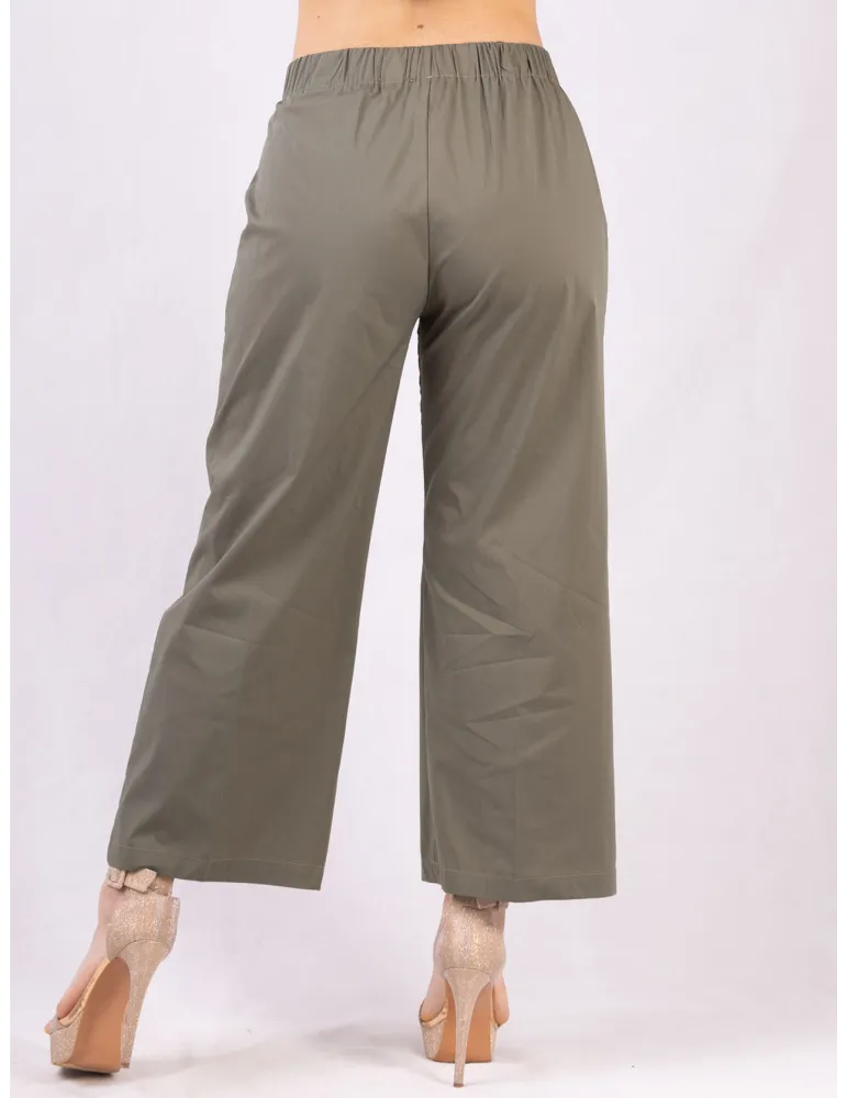 Rubamori Milano military green cotton palazzo trousers