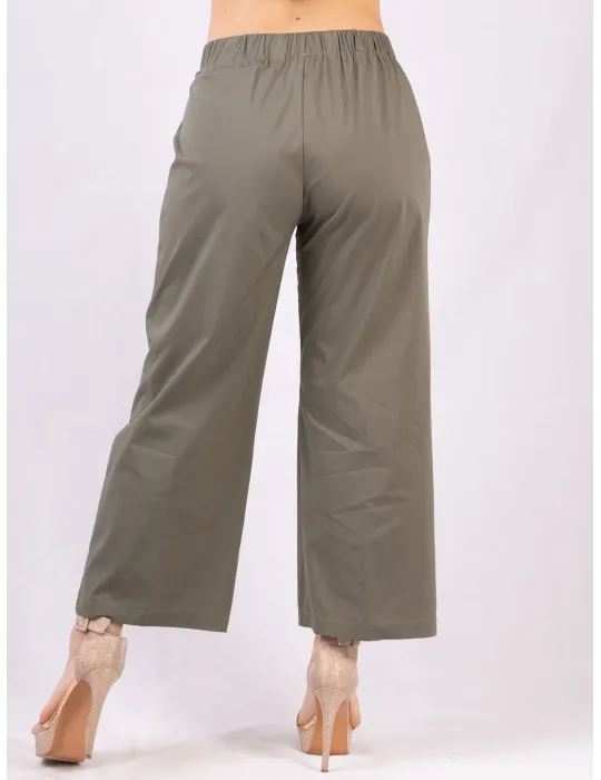 Pantaloni palazzo in cotone verde militare fino alla tg 54 Rubamori