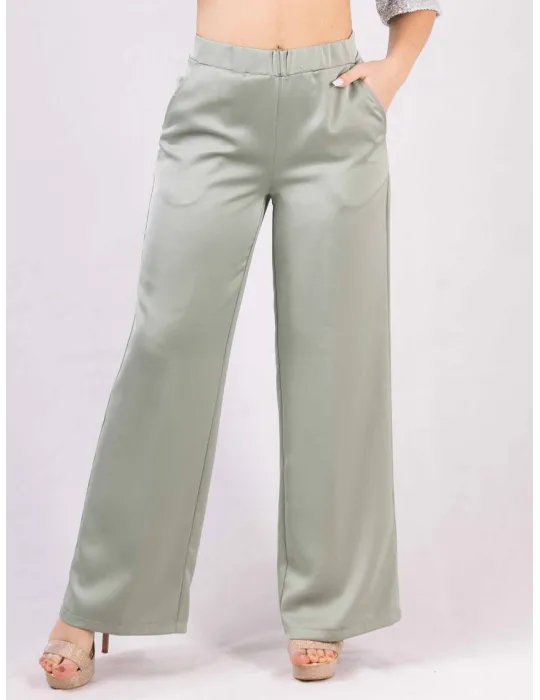 Pantaloni palazzo in cady raso lucido verde chiaro fino tg 54 Rubamori Pantaloni palazzo in cady raso lucido verde chiaro fino tg 54 Rubamori