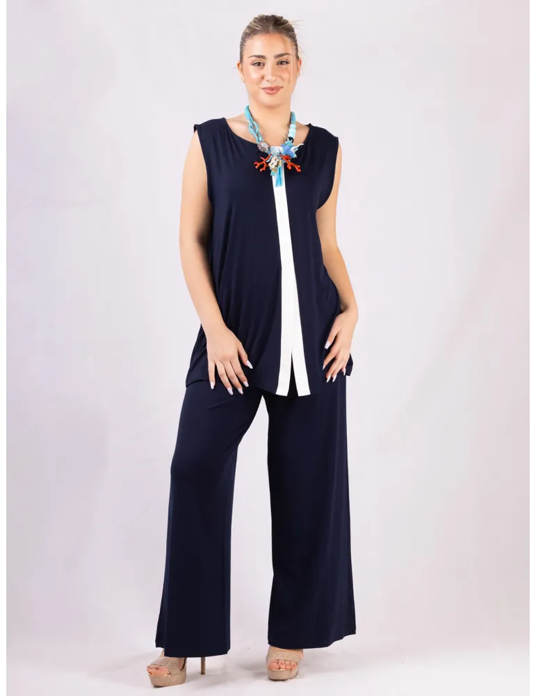 Completo pantaloni blu in taglie comode | Rubamori Milano PE 2025