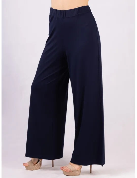 Pantaloni palazzo blu in jersey viscosa Completo tuta Rubamori