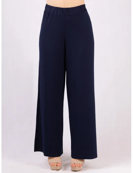 Pantaloni palazzo blu in jersey viscosa Completo tuta Rubamori Pantaloni palazzo blu in jersey viscosa Completo tuta Rubamori