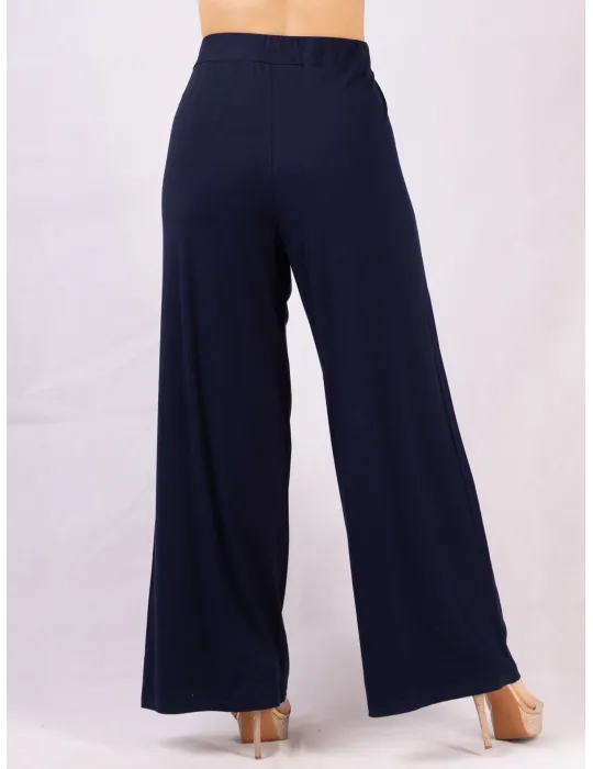 Rubamori Italy blue viscose wavy palazzo trousers