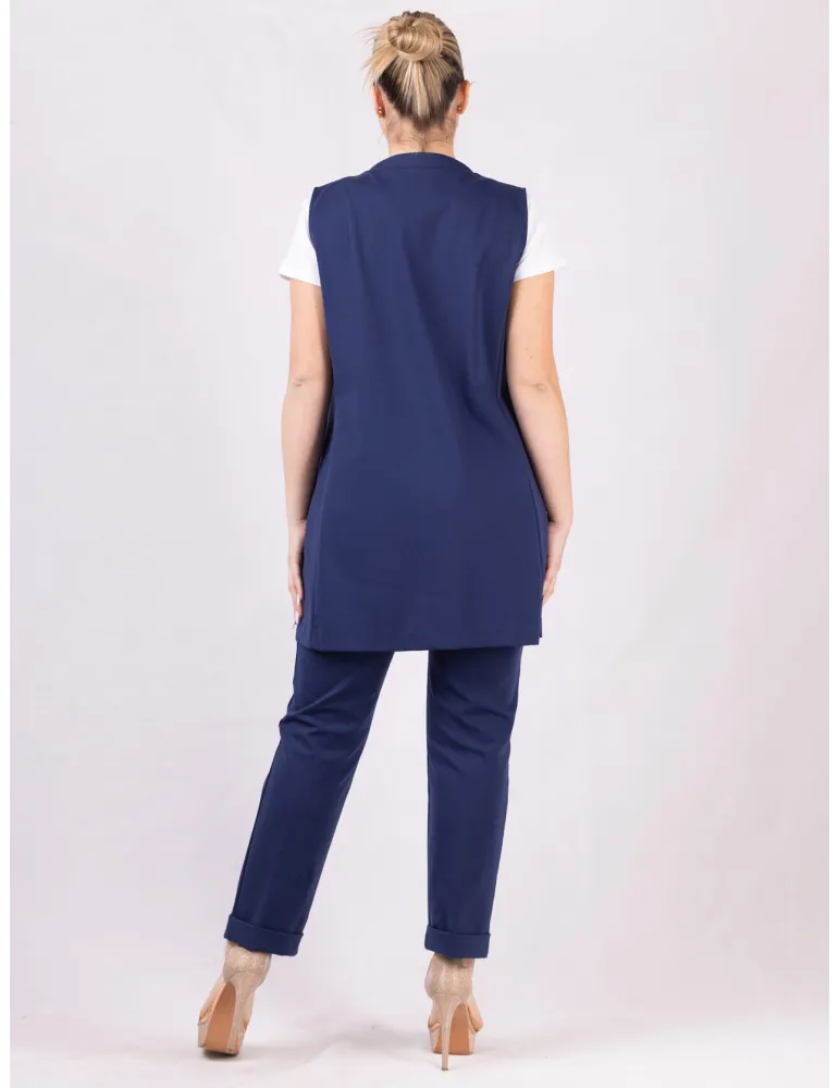 Rubamori Milano Blue sleeveless long jacket vest