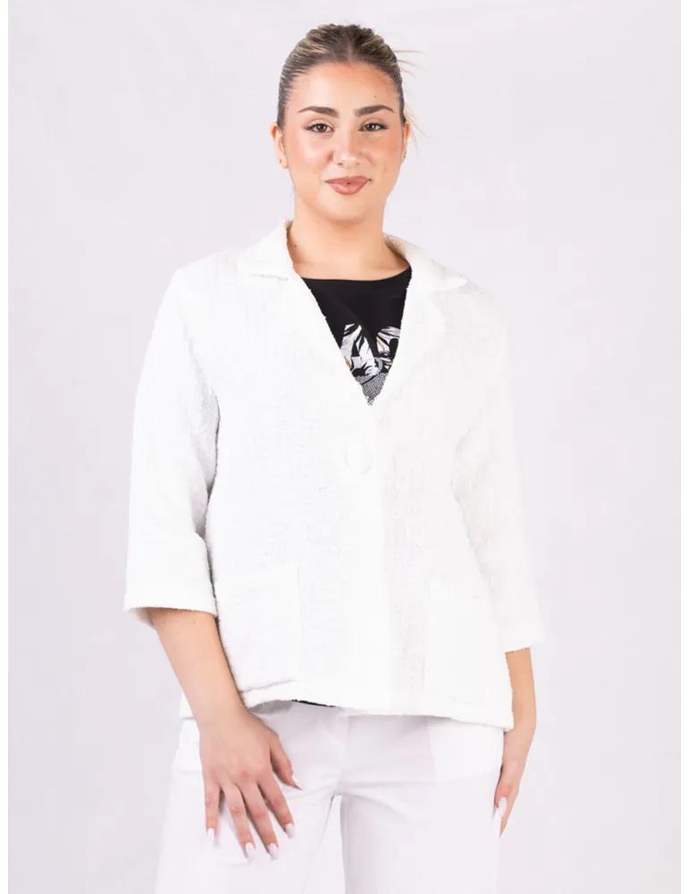Rubamori Milano | White tweed cotton frayed jacket Chanel styled
