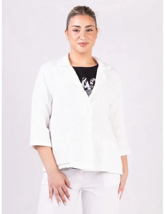 Rubamori Milano | White tweed cotton frayed jacket Chanel styled
